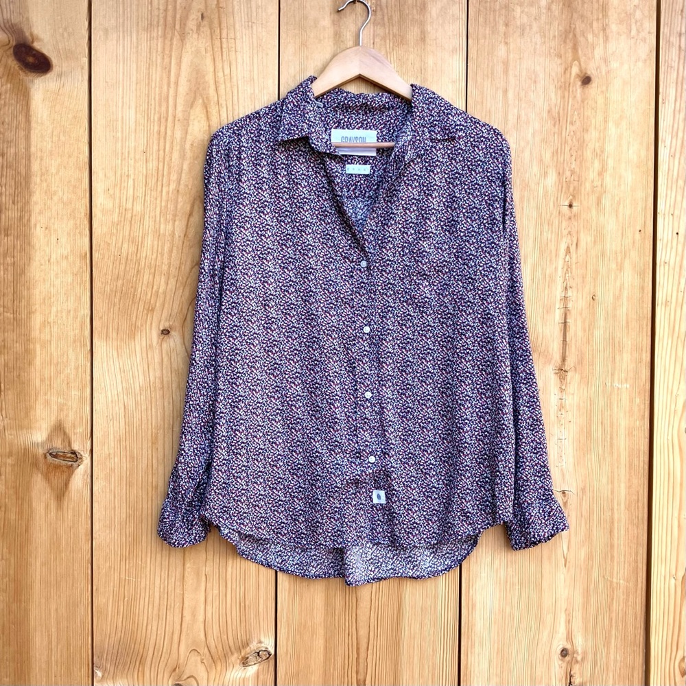 Grayson The Hero Small Print Lyocell Button Up Top Sz Large